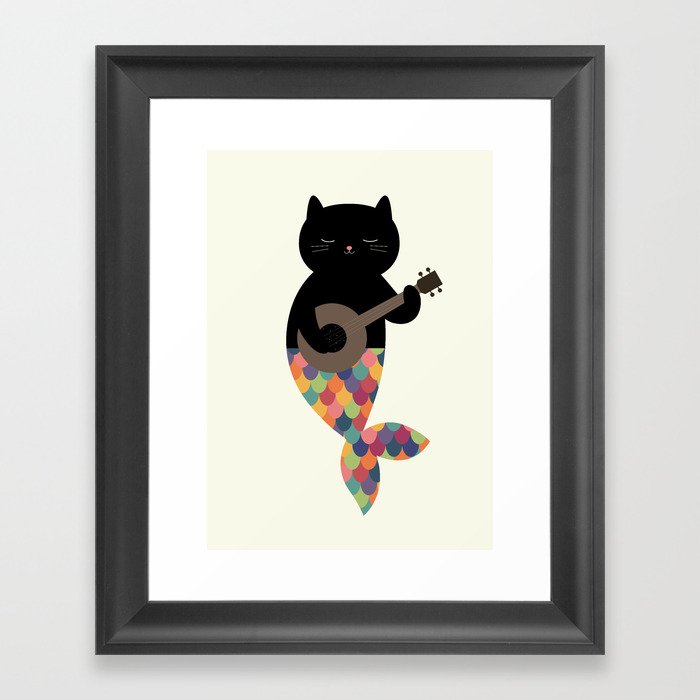 Black Meowmaid Framed Art Print