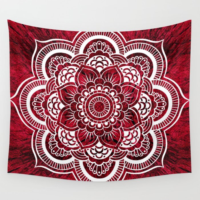 Mandala Red Colorburst #authentic Wall Tapestry
