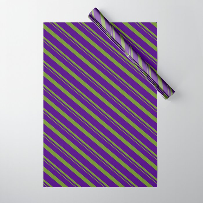 Indigo and Green Colored Striped/Lined Pattern Wrapping Paper