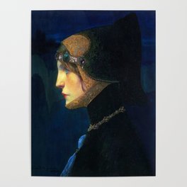 Head of a Lady in Medieval Costume by Lucien Victor Guirand de Scevola (c.1900) Poster