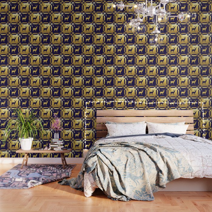 Gold Buck Checker Pattern Wallpaper