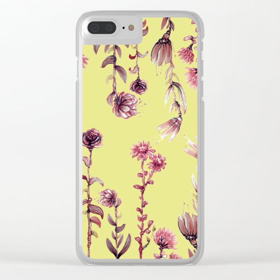 pink water color Garden Clear iPhone Case