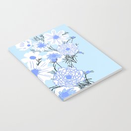 Retro Spring Wildflowers Blue Notebook