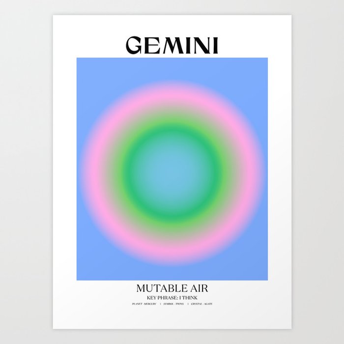 Gemini Gradient Print Art Print by Tiger Spirit | Society6