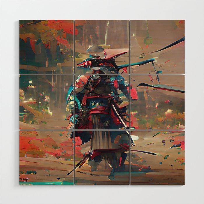 Shattered Samurai Wood Wall Art