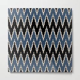 Chevron Pattern 528 Black and Blue Metal Print