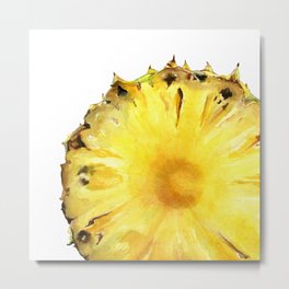 Pineapple Slice Metal Print | Painting, Yellow, Fruitsquares, Slice, Food, Watercolor, Fruit, Pineapple, Fresh, Nature 