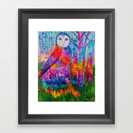 Rainbow Forest Owl Framed Art Print