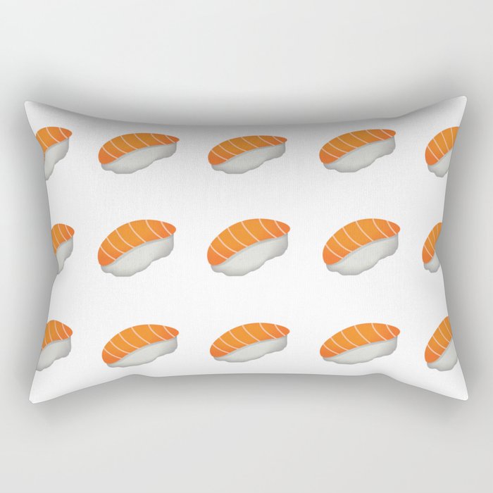Salmon Sushi Roll on White Background Rectangular Pillow