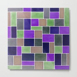Rectangles And Squares Contemporary White Outline Art 3 Metal Print