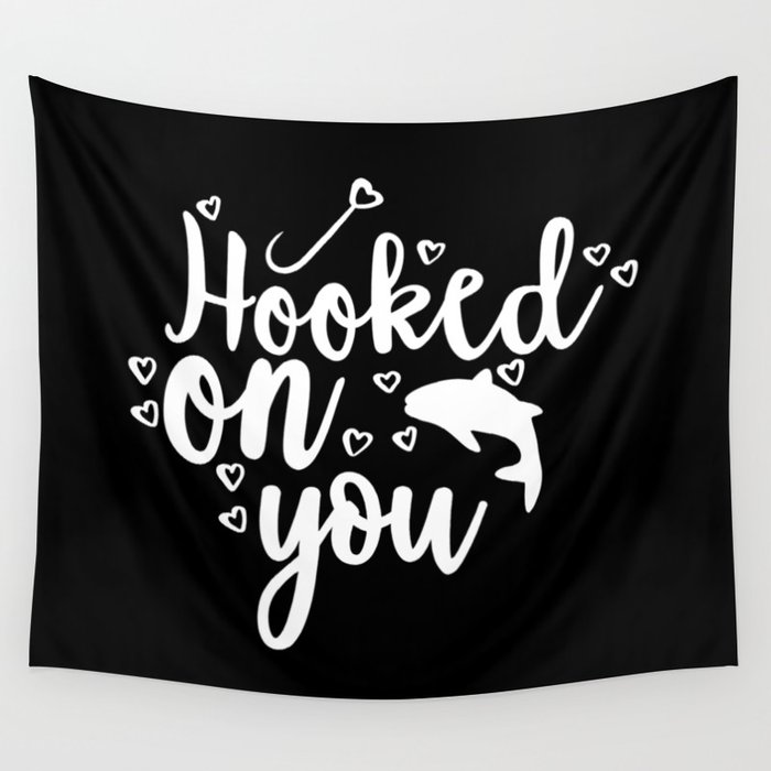 Hooked On You Couples Fishing Hobby Wall Tapestry