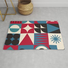 Funky neo geometry pattern vintage design with vibrant colors and simple shapes Area & Throw Rug