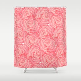 Cute Bed of Pink Roses Pattern Shower Curtain