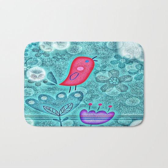 Flower Birdie Bath Mat
