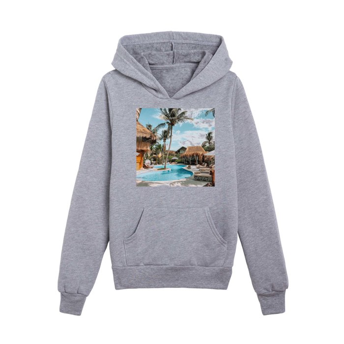 Tropical Mexico Vacation Pool Kids Pullover Hoodie