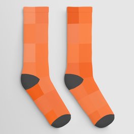 Shades of Orange Pixel Blocks Pattern Design  Socks