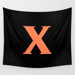 x (CORAL & BLACK LETTERS) Wall Tapestry