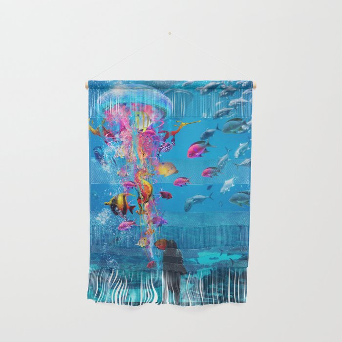 Electric Jellyfish in a Aquarium Wall Hanging