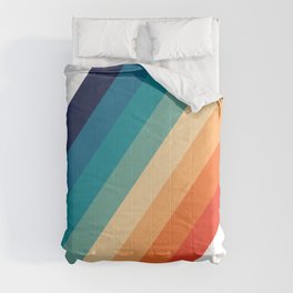 Retro 70s Stripe Colorful Rainbow Comforter