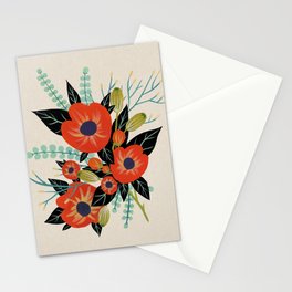 Red Poppies - Ivory Stationery Card