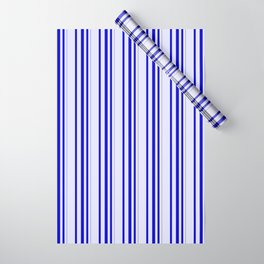 [ Thumbnail: Lavender & Blue Colored Pattern of Stripes Wrapping Paper ]