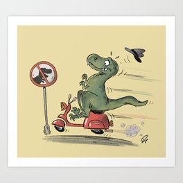 Vespasaurus Rex Art Print | Drawing, Dinosaur, Trex, Cartoon, Scooter, Rexy, Vespa, Digital, Animation, Tyrannosaurusrex 