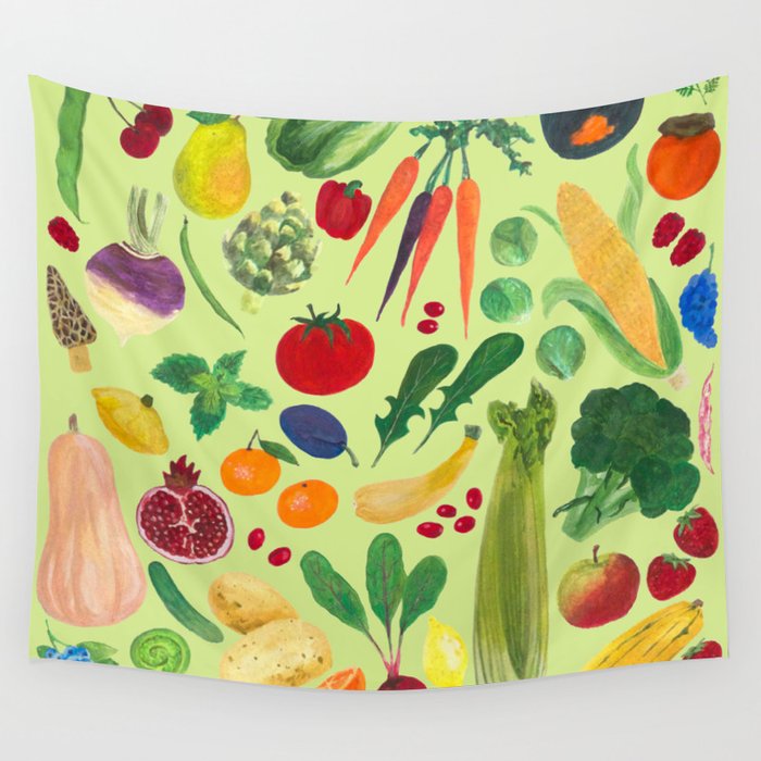 Fruits and Veggies Wall Tapestry
