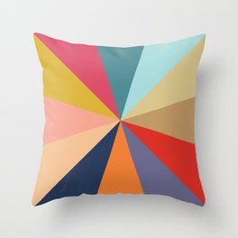 Funky Geometric Rainbow Rays Pattern Throw Pillow