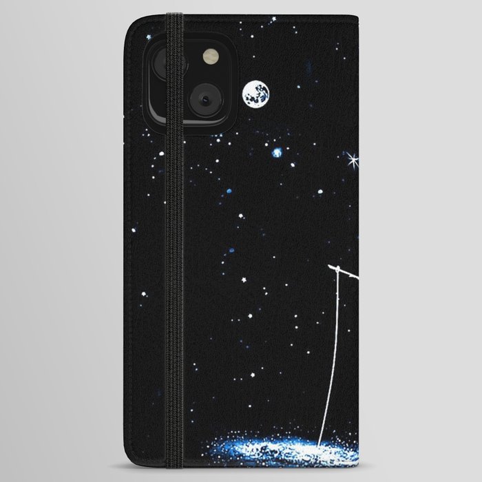Man In Space Fishing iPhone Wallet Case
