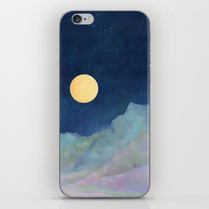 Midnight Pastel Mountain, Moon, Stars iPhone Skin