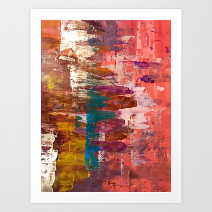 Desert Sun 3 A Bright Bold Colorful Abstract Piece In Warm Gold Red Yellow Purple And Blue Art Print By Blushingbrushstudio