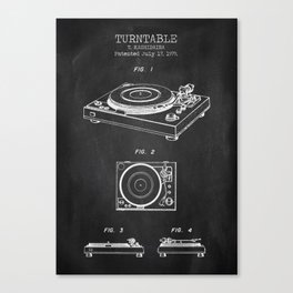 Turntable chalkboard patent Canvas Print