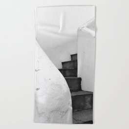 Black and White Stairs Beach Towel