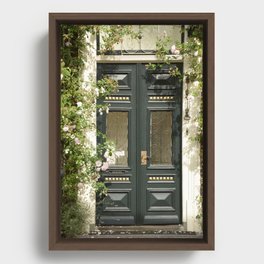 Romantic Green Door Framed Canvas