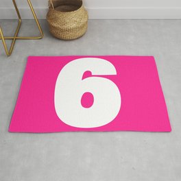 6 (White & Dark Pink Number) Area & Throw Rug