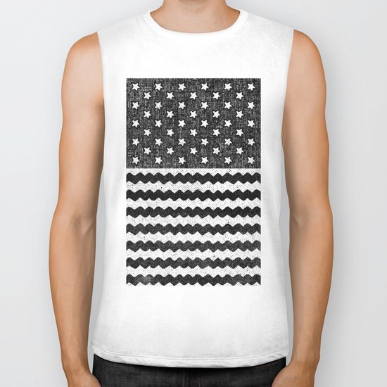 Black Zig Zag Flag Biker Tank