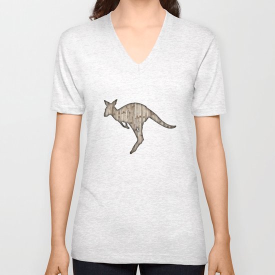 wooden kangaroo Unisex V-Neck