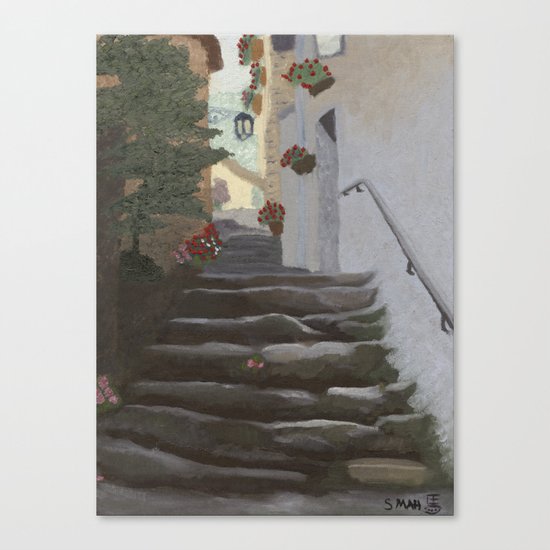 Italian Street and Stairs Canvas Print