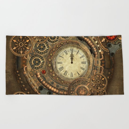 Steampunk, clockwork Beach Towel