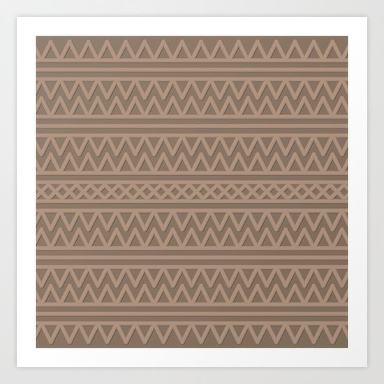 Pale Brown Aztec Style Art Print