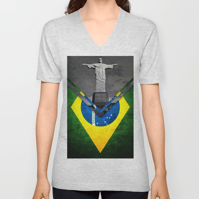 Flags - Brazil V Neck T Shirt