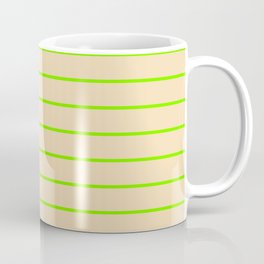 [ Thumbnail: Green & Tan Colored Striped Pattern Coffee Mug ]
