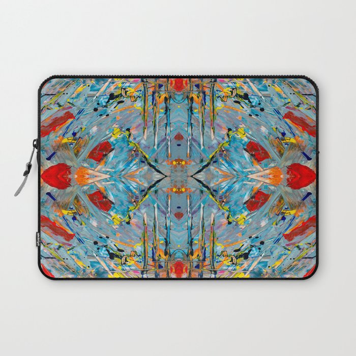 Turquoise And Red Acrylic Diamond Seamless Pattern Laptop Sleeve