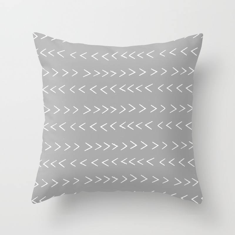 Linocut Mudcloth Grey And White Minimal Modern Chevron Arrows