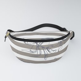 Sea Life on Pale Brown Stripes Fanny Pack