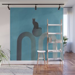 Cat and the Geometric shape Wall Mural