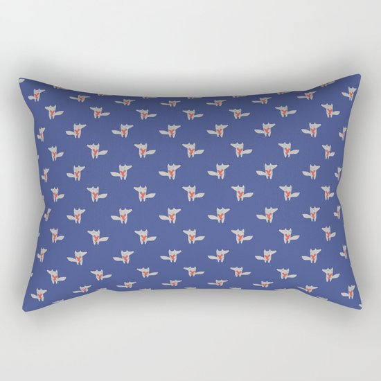 Fox in love blue Rectangular Pillow
