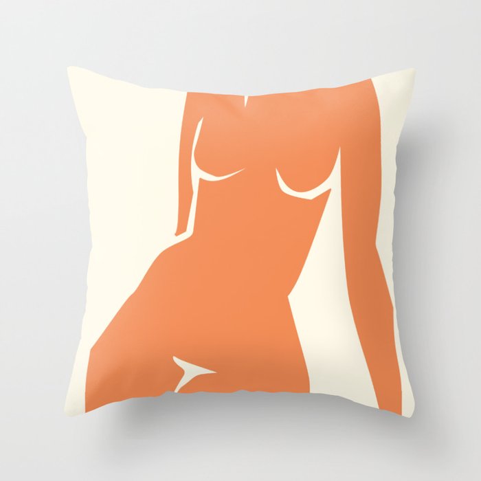 Body in Coral Throw Pillow