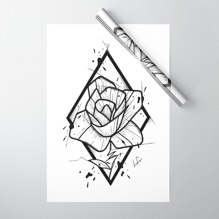 Flower Handmade Drawing Made In Pencil And Ink Tattoo Sketch Tattoo Flash Blackwork Wrapping Paper By Lucagenart Society6