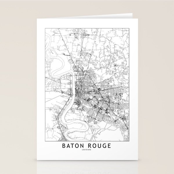 Baton Rouge White Map Stationery Cards by multipliCITY Society6